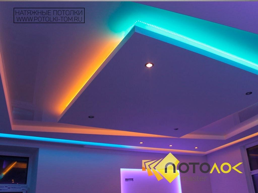 Натяжные потолки с подсветкой фото