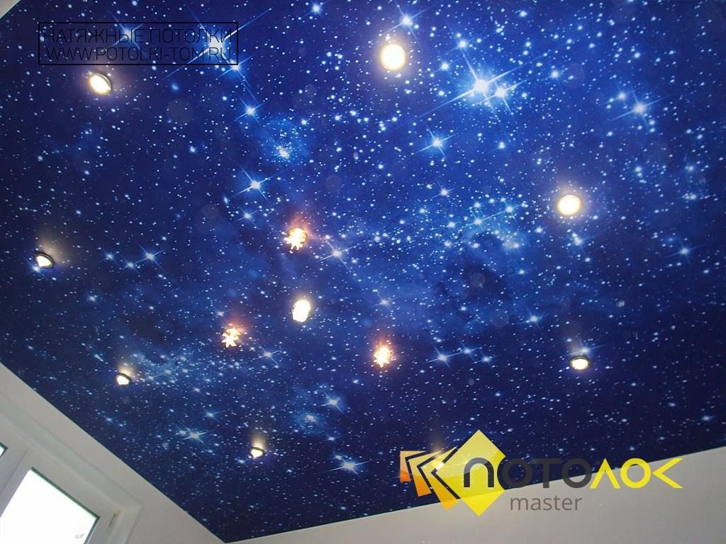 Звездное небо натяжные потолки фото